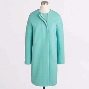 J Crew Mint Turquoise Collarless Coat 8